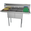 Koolmore 2 Compartment Stainless Steel NSF Commercial Kitchen Prep & Utility Sink with 2 Drainboards SB141611-12B3